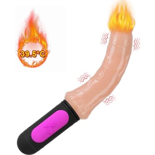 7 Speed Heating Vibrator Realistic Dildo Bend Soft Huge Penis G Spot Vagina Anus Stimulation Sex Toy for Woman Adult Products