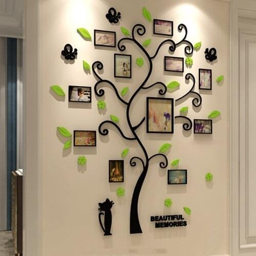 Acrylic 3D Family Photo Frame Tree Wall Stickers Removable DIY Art Wall Poster Decals For Living Room Bedroom Home Decoration