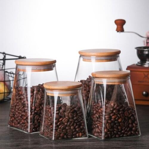 350ml/500ml/750ml/950ml Tea Coffee Sugar Storage Jars Glass Container Candy Jar Storage Container Kitchen Container Cover