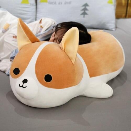 40-80cm Giant Cute Corgi Dog Plush Toys Stuffed Animal Puppy Dog Pillow Cushion Soft Lovely Doll Kawaii Christmas Gift for Kids