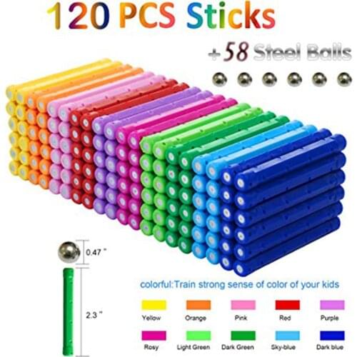 Long Magnetic Building Sticks Blocks Toys Magnet Educational Toys Magnetic Blocks Sticks Stacking Toys Set for Kids and Adult