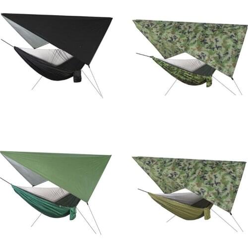 Outdoor Camping Hammock Set Hammock With Bug Net&Rain Fly Tarp Nylon Hammocks Camping Hanging Sleeping Bed Swing Mosquito Net