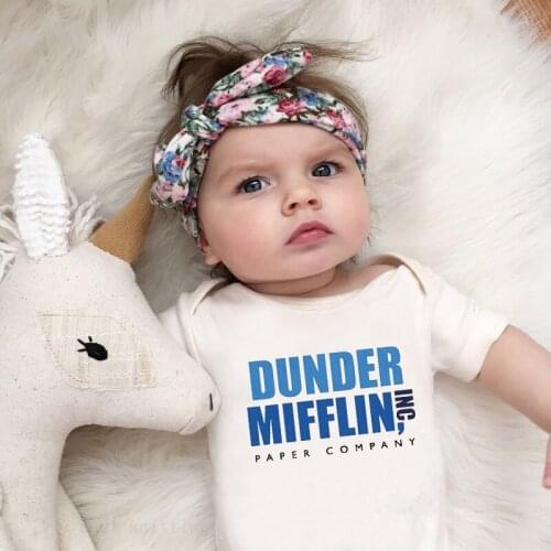 Newborn Baby Boys Girls Cotton Short Sleeve Letter Blue Print Romper Summer Breathable Baby Clothes White Tees