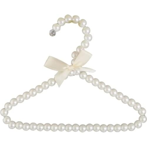 Faux Pearl Bow Clothes Hangers Hook for Children Kids Bowknot White