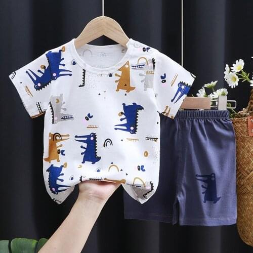 2 Piece Set Baby Boy Clothes Girls Summer Clothes Set Kids Short Sleeved Tshirts Toddler Cotton Tops+pants Suit Boys Tracksuit