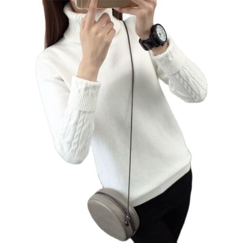 2018 New winter dress Korean Turtleneck Shirt sleeve female twist head thickened slim slim sweater