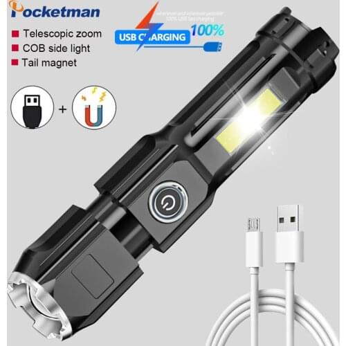 50000LM Portable Mini Led Flashlight Super Bright COB Led Torch Outdoor Camping Light Lantern With Built-in Battery tail Magnet