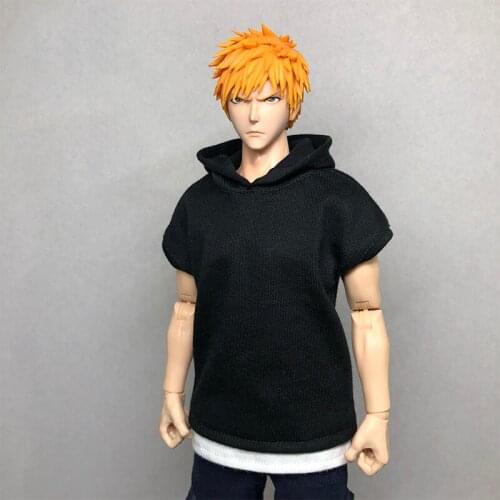 In Stock 1/6 Male Figure Clothes Accessory Sports Hoodie Loose Hooded Short Sleeve T-Shirt Model for 12'' Actinon Figure Body