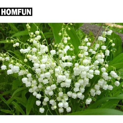 HOMFUN Full Square/Round Drill 5D DIY Diamond Painting "Flower white" Embroidery Cross Stitch 5D Home Decor Gift