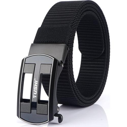 Business Style Automatic Buckle Nylon Men Belt Casual Trouser Belt Breathable Comfortable Waistband High Quality Wear-resistant