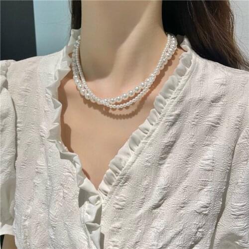 YANGLIUJIA Double Baroque Pearls Necklace Personality, Fashion Sweet Elegant Short Necklace Suitable For Girls Christmas Gift