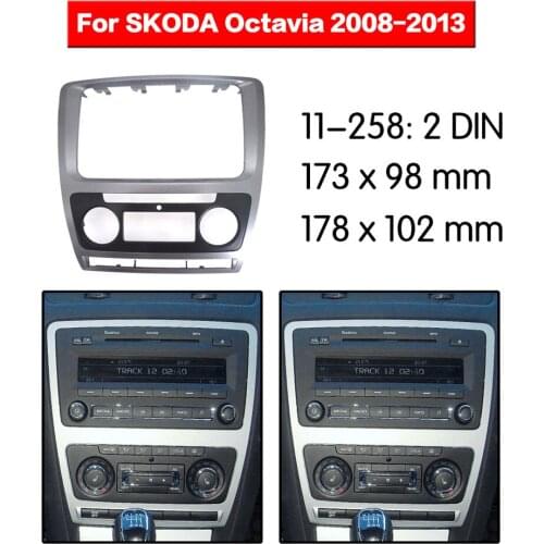 Radio Fascia for SKODA Octavia 2008-2013 Auto Air-Conditioning Double Din Radio DVD Stereo CD Panel Dash Mount top 11-258