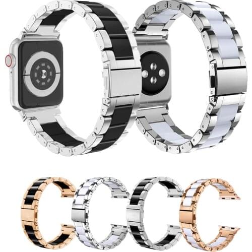Stainless steel&ceramics strap for apple watch series 6/5/4/SE/3/2/1 iwatch band 44mm 40mm 42mm 38mm bracelet watch Accessories