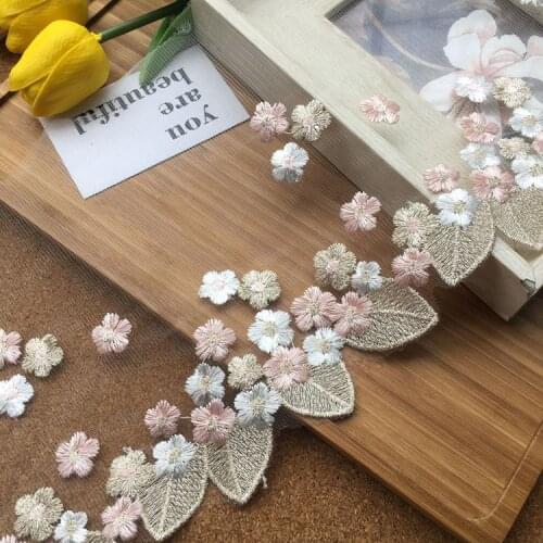 Wide 18CM unilateral color gold silk flower mesh embroidery accessories doll clothes dress skirt decorative materials