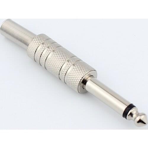 50pcs DIY Assembly 6.35mm 6.5mm 1/4 " Mono audio Plug Male Microphone Plug for Mono Audio Jack Socket wire solder type