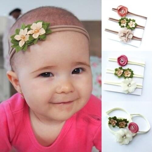 Cute Baby Bow Flower 3Pcs Headband Newborn Hair Accessory Kids Hair Band Bow Elastic Stretchy Headband for Children Kids