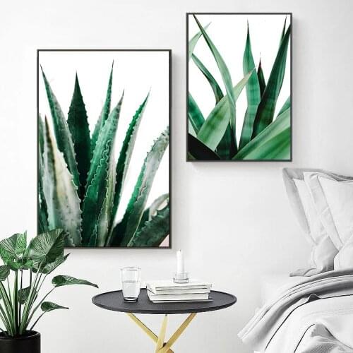 Modern Wall Art Plants Poster Green Leaves Decorative Picture Wall Art Canvas Paintings Wall Pictures for Living Room Home Decor