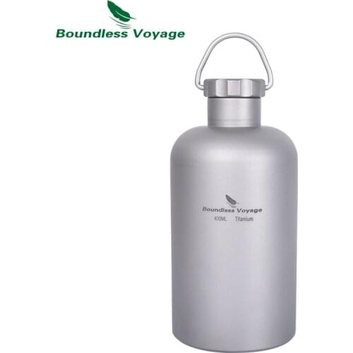 Boundless Voyage Titanium Water Tea Coffee Bottle with Titanium Lid Outdoor Camping Cycling Hiking Sports Picnic Drinkware 400ml