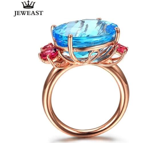 ML Natural topaz 18K Pure Gold 2020 New Hot Selling Top Ring Women Heart Shape Ring For Ladies Woman Genuine Jewelry