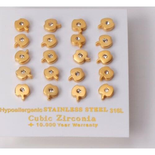 10 Pairs Wholesale Earrings Office Style Gold Color Apple Shape Stainless Steel Earrings 2020 New Baby Girl Samll Earrings Gift
