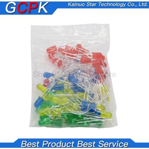 100pcs 5mm LED Light Assorted Kit DIY LEDs Set White Yellow Red Green Blue 5kinds X 20pcs
