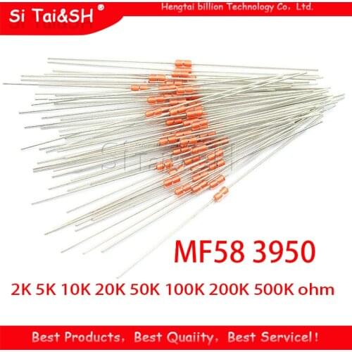 20pcs Thermal Resistor NTC MF58 3950 5% B 2K 5K 10K 20K 50K 100K 200K 500K ohm