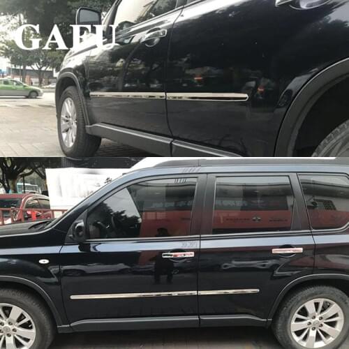 For Nissan X-Trail T31 2007-2013 car Accessories Stainless Steel Car Body Scuff Strip Side Door Molding Streamer Cover Trim 4pcs