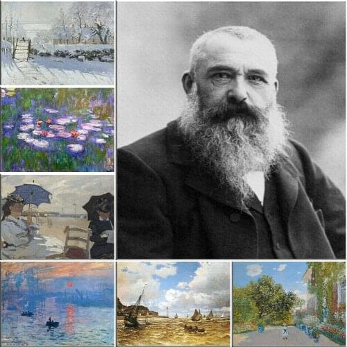 5D DIY Diamond Famous Painting Monet Scenery Full Square Round Beads Embroidery Rhinestone Picture Home Decor Art Craft Set Gift