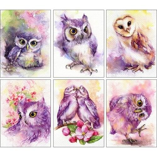 5D Diy Diamond Painting Cross Stitch "Color animal owl" Home Decor Full Rhinestones Inlay Diamond Embroidery