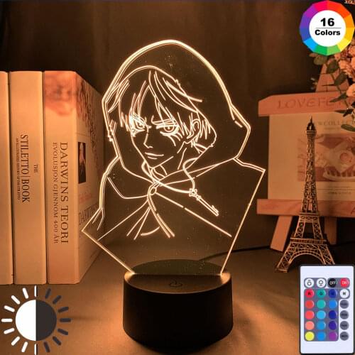 Anime 3D Lamp Attack on Titan Eren Yeager for Bedroom Decoration Light Kids Gift Attack on Titan LED Night Light Eren