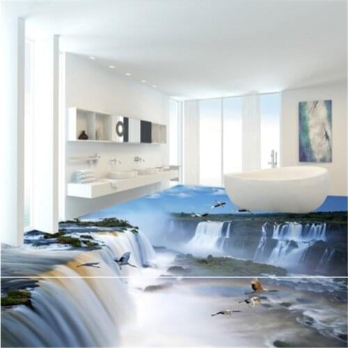 Beibehang custom 3D large waterfall thick waterproof abrasion waterproof floor three-dimensional background painting