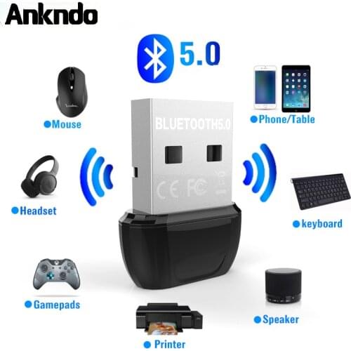 ANKNDO 5.0 Usb Bluetooth Adapter Bluetooth Transmitter Usb Doogle For PC Laptop Computer Headset Printer Wireless Audio Receiver