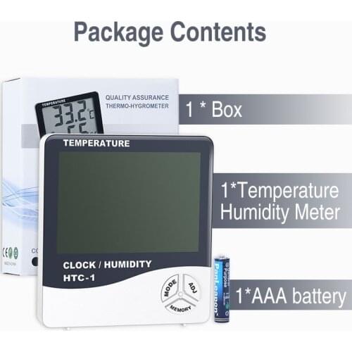 Digital Hygrometer Home Temperature Humidity Meter Digital Clock Hygrometer Indoor Outdoor LCD Thermometer