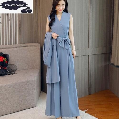 Elegant Women Belted Wide Leg Pants Jumpsuit Suit Office Party Long Coat Work Outfits Ladies Loose Fit Rompers Sets Conjunto