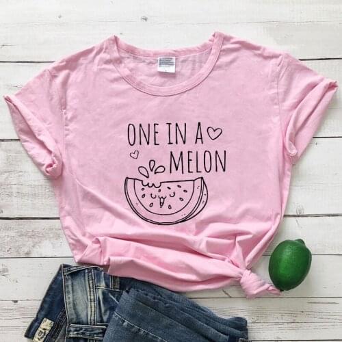 One In A Melon Mom T-shirt Cute Summer Watermelon Graphic Tshirt Funny Women Vacation Beach Top Tee Shirt Dropshipping