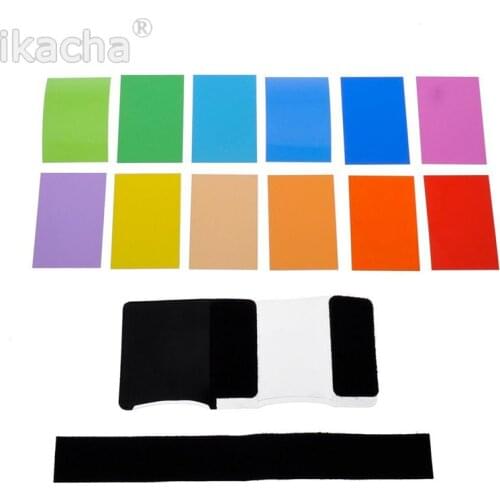 12pcs Colorful Flash Color Card Lighting Gel Pop Up Filter Diffuser For Lighting Effect Color Correction Camera Accessories