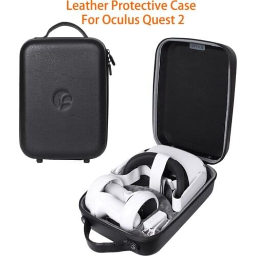 Hifylux Lychee Pattern Shock-Proof Hard Travel Water-proof Leather Protective Case Box Hand Bag Carry Case For Oculus Quest 2