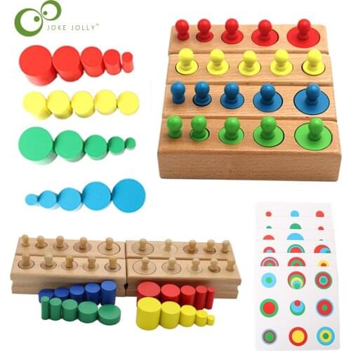 Montessori Cylinder Socket Puzzles Toy Baby Development Practice And Senses Preschool Educational Wooden Toys For Children ZXH