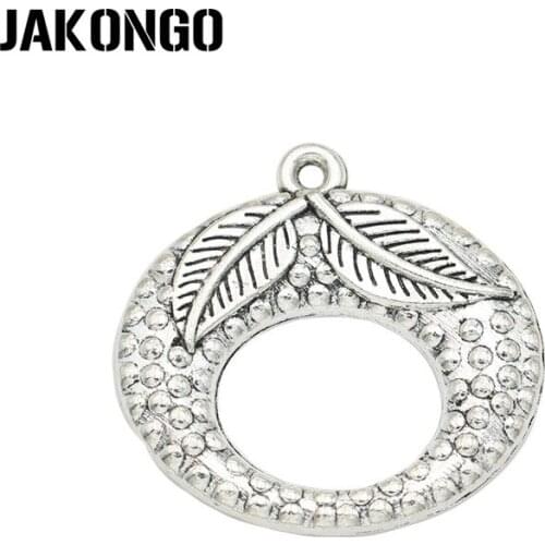 JAKONGO Antique Silver Plated Flower Charm Pendants Jewelry Accessories Making Bracelet DIY 30x32mm 4pcs/lot