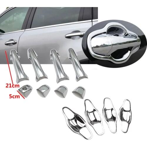 JEAZEA 16Pcs ABS Chrome Silver Door Handle Cover +Cup Bowl Trim Combo for Toyota Highlander Kluger 2015 2016 2017 2018 Acc