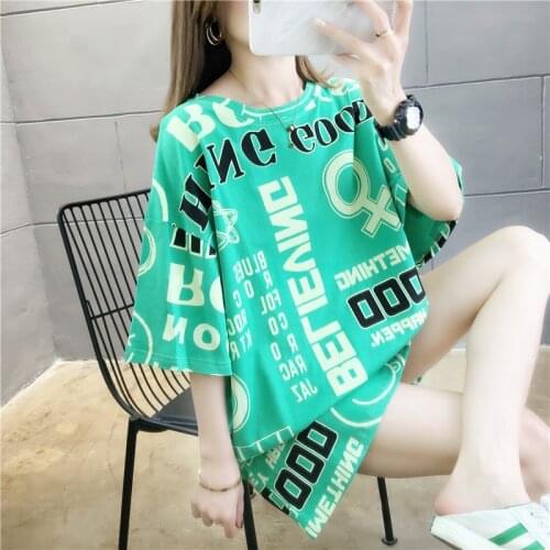 Korean Women shirts letters Kawaii tops O-Neck All-match Students t-shirts autumn Harajuku Loose Clothing Casual T shirt NS4490