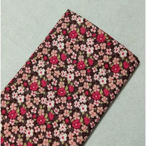 Royal Brown Colorful Blooming Flowers Printed Cotton Poplin Fabric 50x145cm Fabric Patchwork for Cloth Dress Party Home Decor