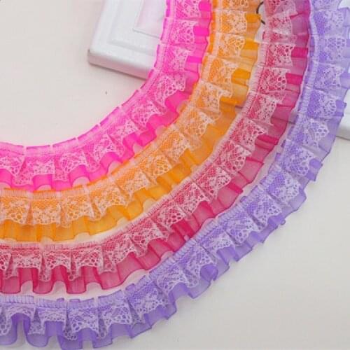 40yards 2.5cm wide edge Ruffle Ruffle Lace Edge Trim Pleated Ribbon Fabric Hem for doll kid children clothes