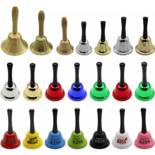 10styles Metal Hand Bell Gold Silver Christmas Xmas Necessity New Year Party Celebrate Rattle Tool Decoration Supplies Accessory