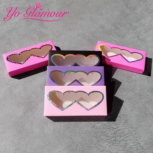 Pretty Heart Shape Lash Boxes Packaging Wholesale Bulk Custom Lash Storage Package Box Cases for 25mm False Mink Eyelashes