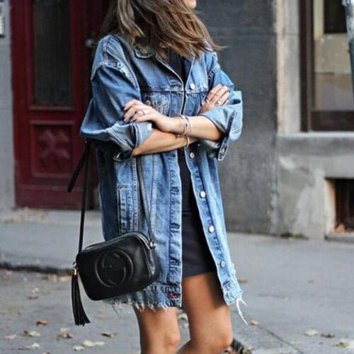 Fashion Autumn Winter Women Hole Denim Jacket 2018 Harajuku boyfriend Wind Jean Jacket Loose Long Sleeve Female Coats HC050