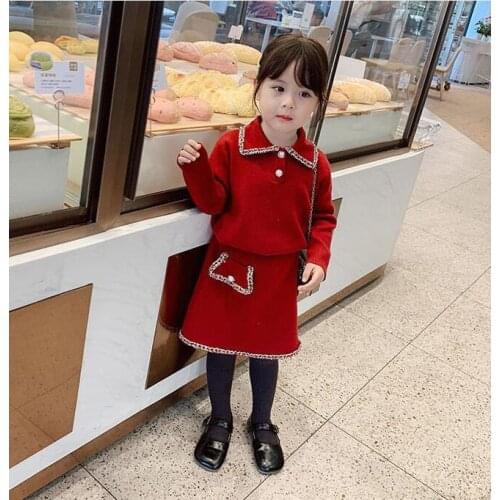 Fashion Toddler Baby Kid Girls Clothes Set Cute red t-shirts Tops + Skirts spring Autumn Outfits Kid Girls Costumes 2-7 years