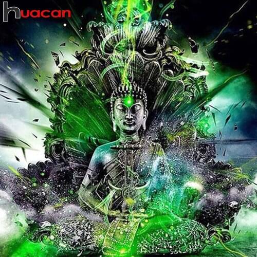 Huacan 5D Diamond Mosaic Buddha Diamond Painting Kit Embroidery Religion Paintings For Interior Needlework Decoration For Home