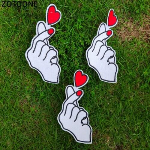 Love Finger Gesture Embroidered Patches Clothing Applications Decal For Clothes Heat Transfer Sewing Stripes DIY Jacket E