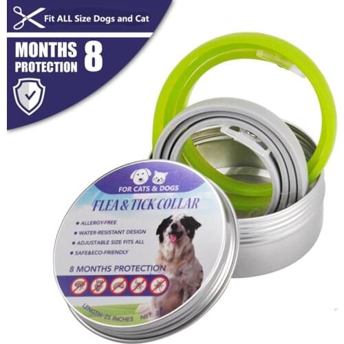 Two In One Anti Flea Ticks Mosquitoes Outdoor Protective Adjustable Pet Cats and Dogs Collar 8 Months Long-term Protection